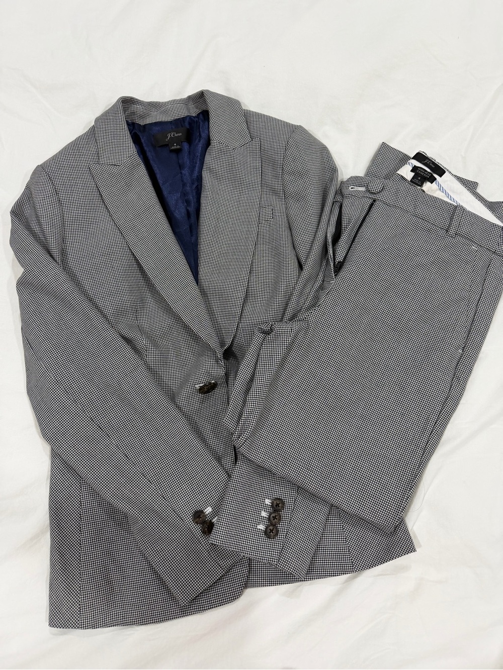 J. Crew Men's Gray Micro-Check Suit Blazer & Pants